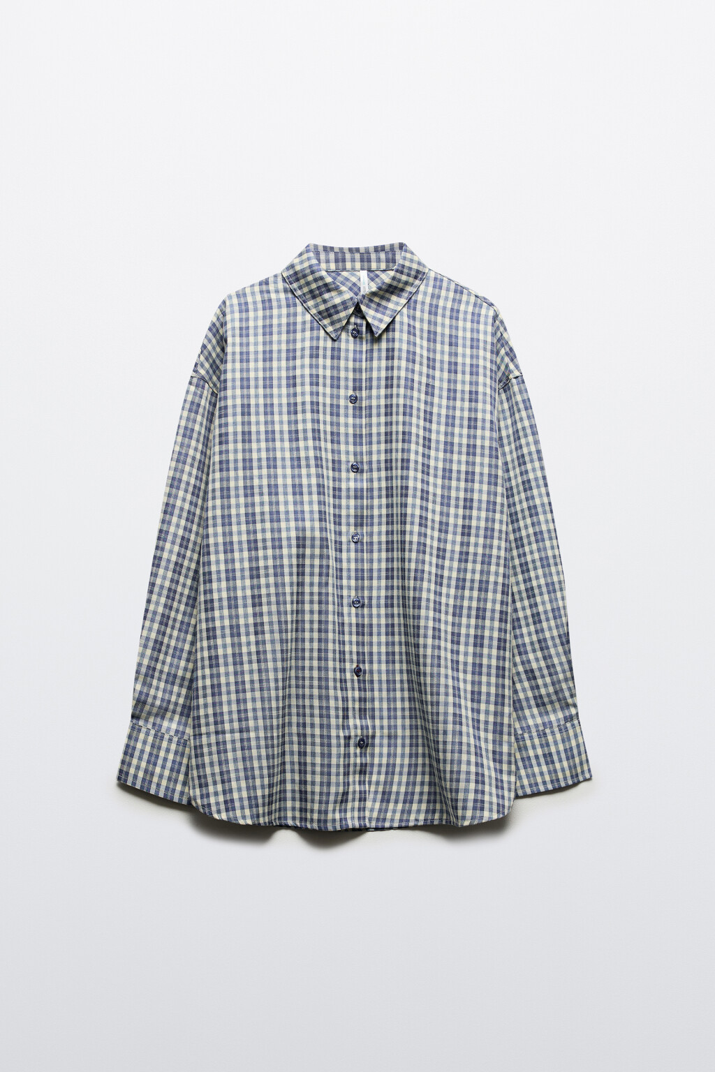 Рубашка в клетку с длинным рукавом - цвет голубой - 8