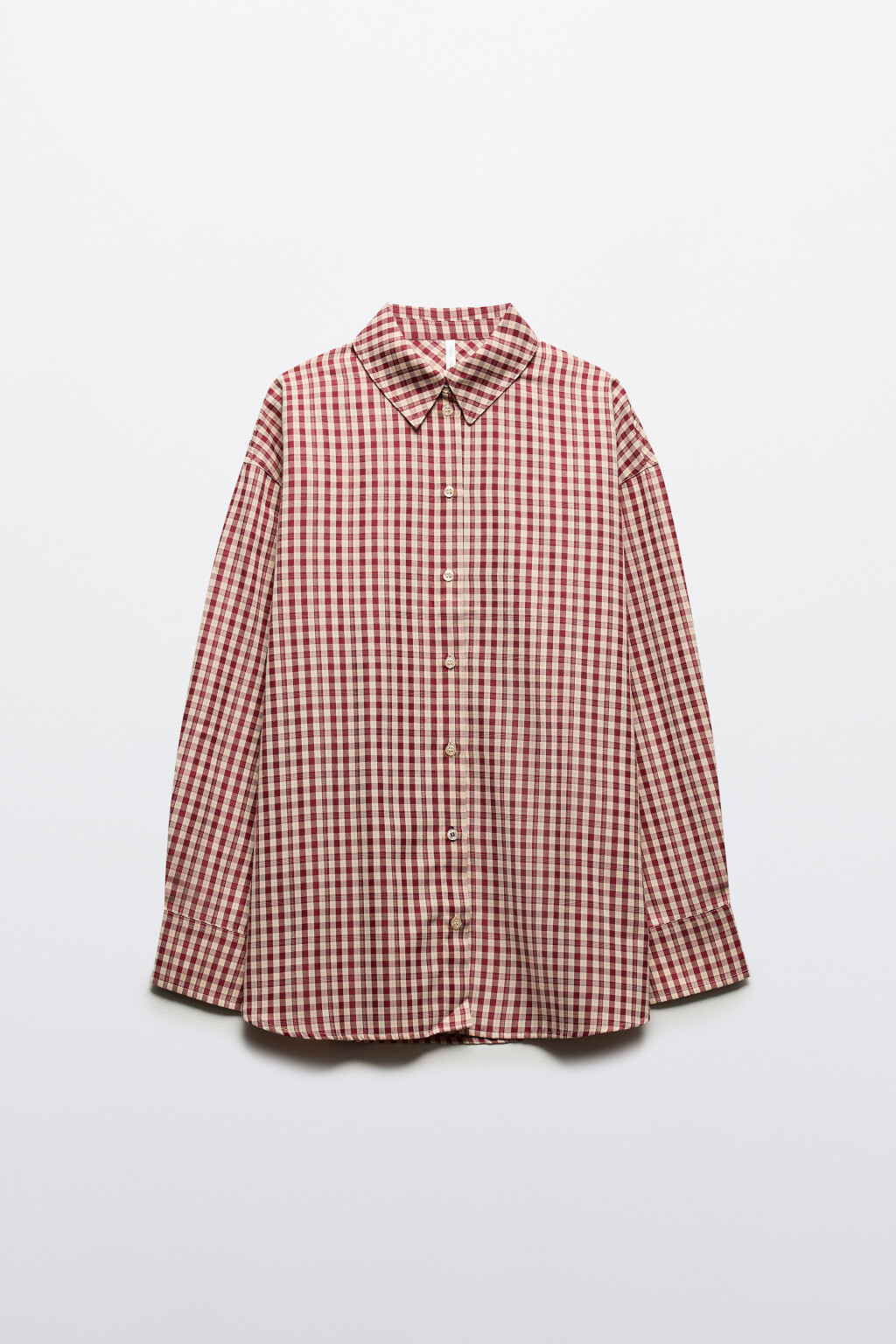 Рубашка в клетку с длинным рукавом - цвет красный - 9