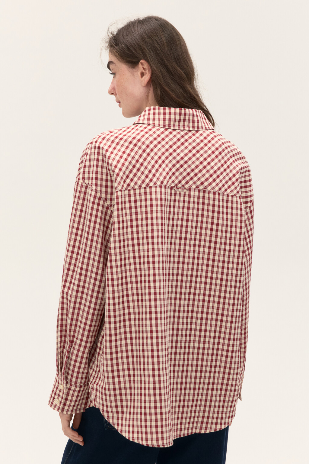 Рубашка в клетку с длинным рукавом - цвет красный - 5