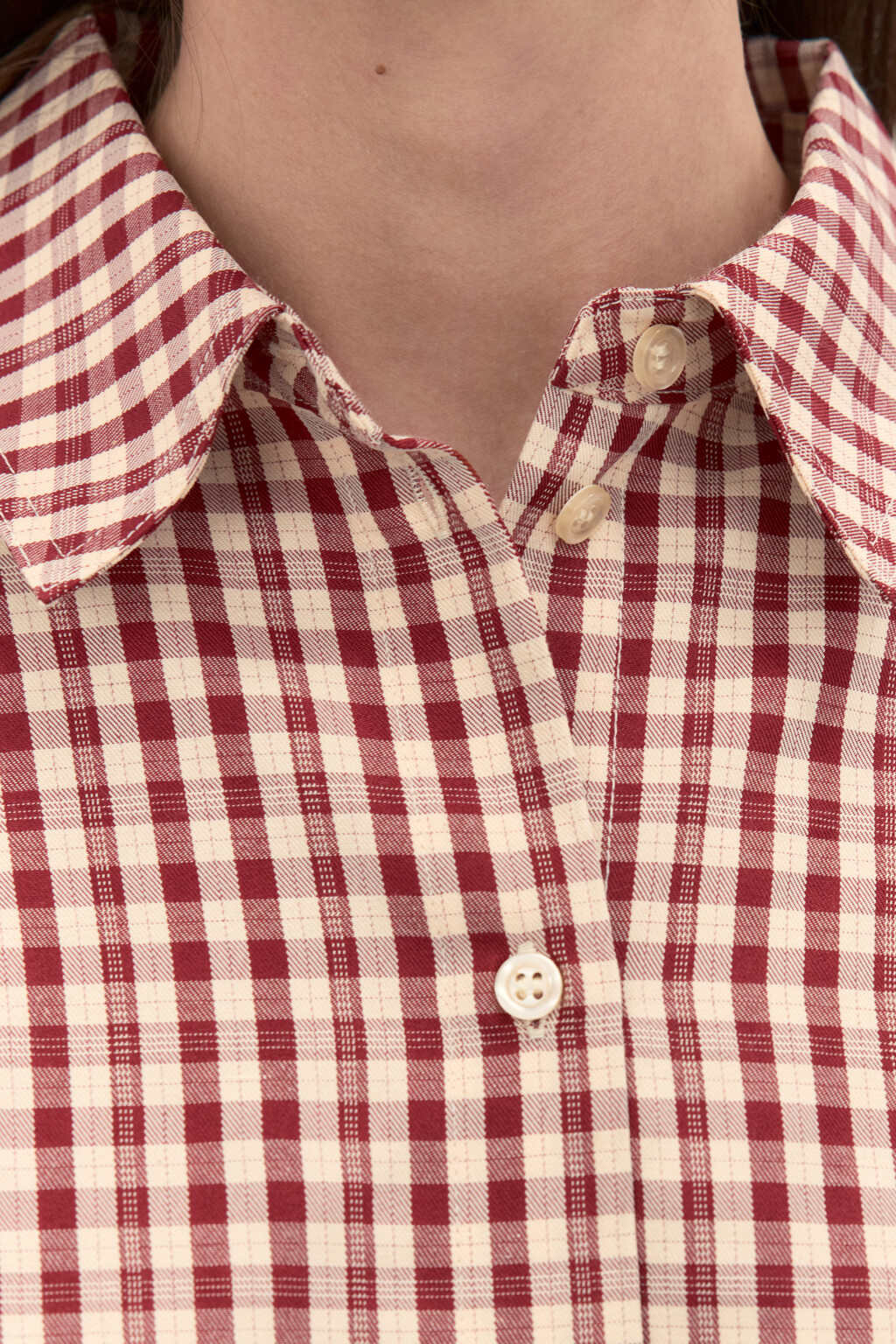 Рубашка в клетку с длинным рукавом - цвет красный - 7