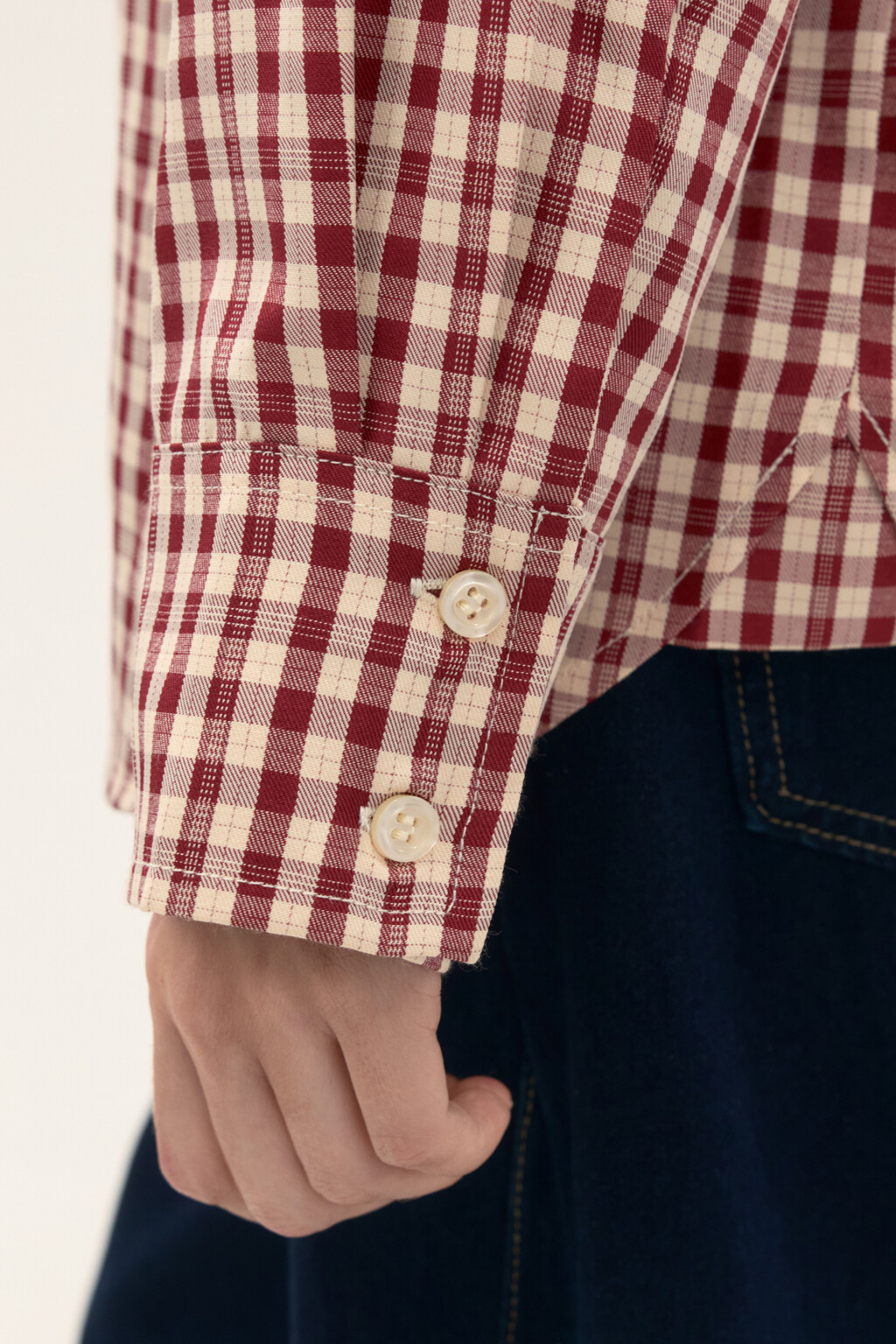 Рубашка в клетку с длинным рукавом - цвет красный - 8