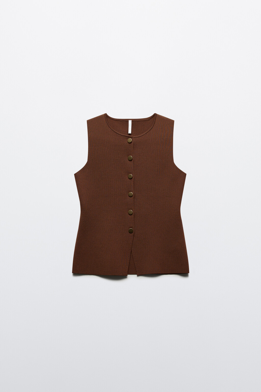 Жилет вязаный на пуговицах - цвет коричневый - 7