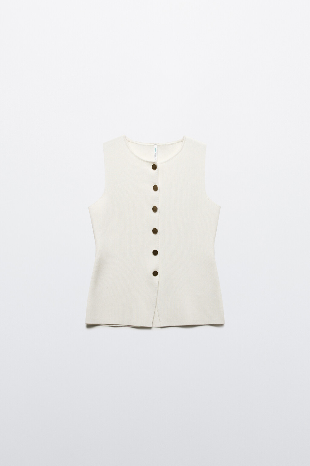 Жилет вязаный на пуговицах - цвет молочный - 8