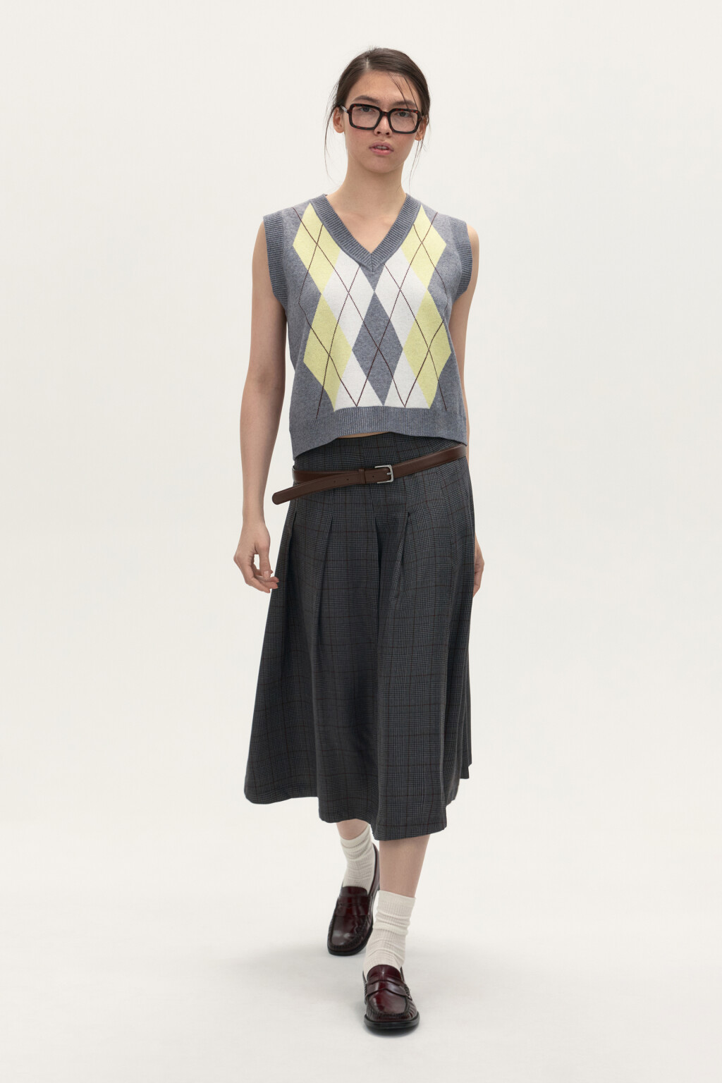 Жилет вязаный с рисунком - цвет серый - 3