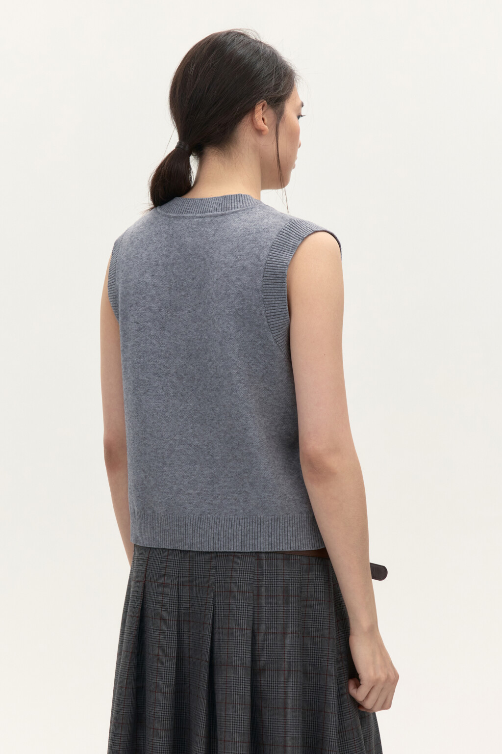 Жилет вязаный с рисунком - цвет серый - 5