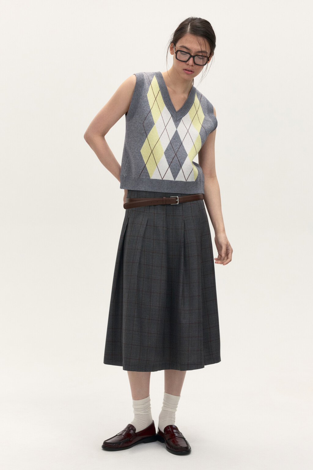 Жилет вязаный с рисунком - цвет серый - 6