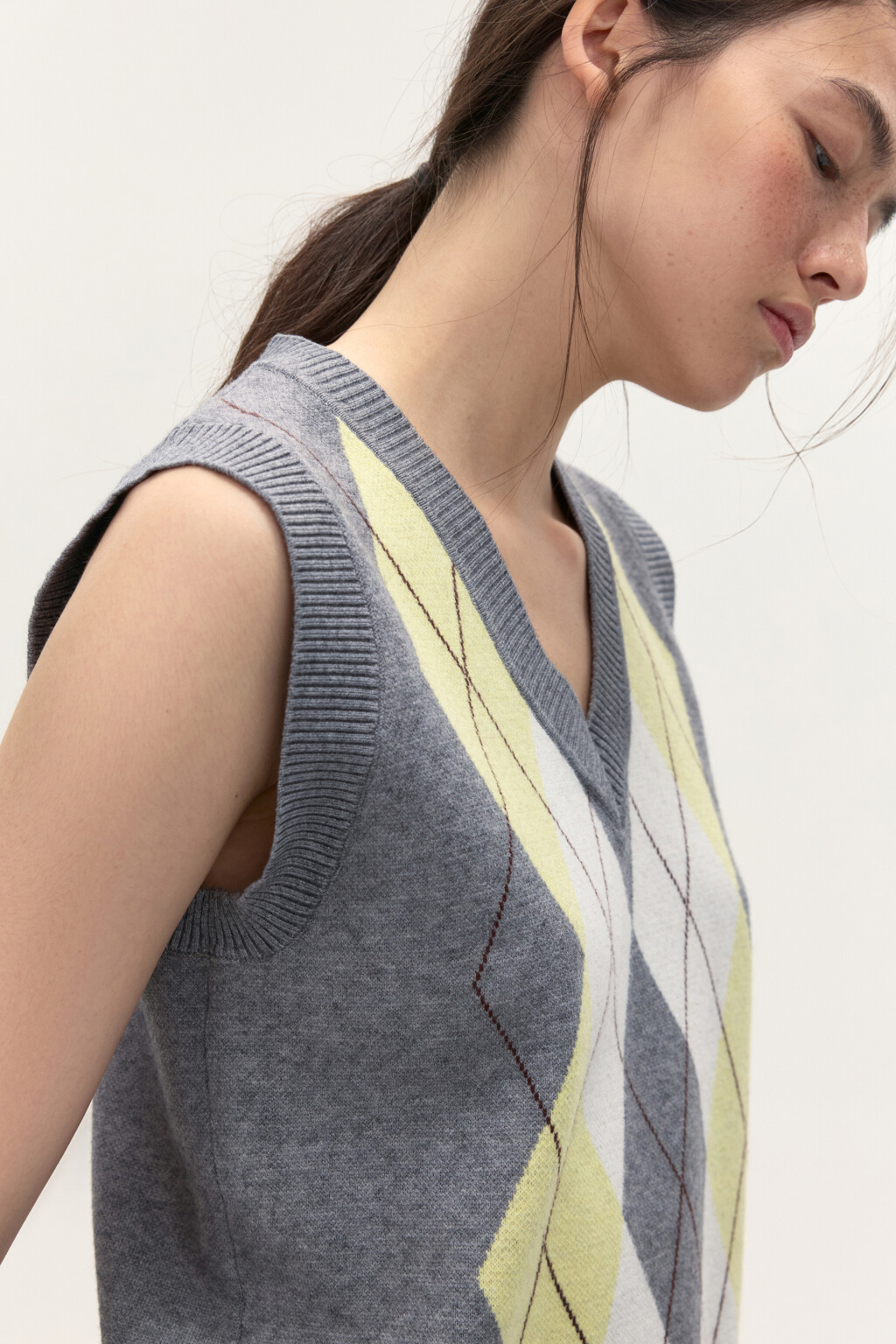 Жилет вязаный с рисунком - цвет серый - 8