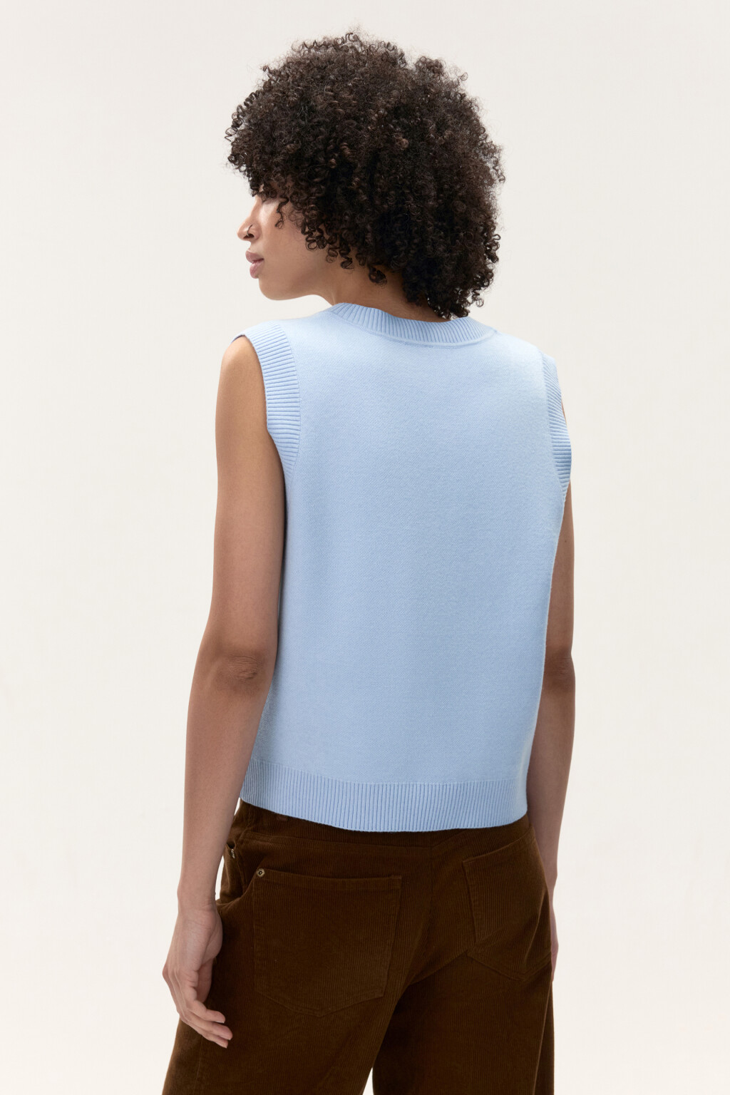 Жилет вязаный с рисунком - цвет голубой - 5