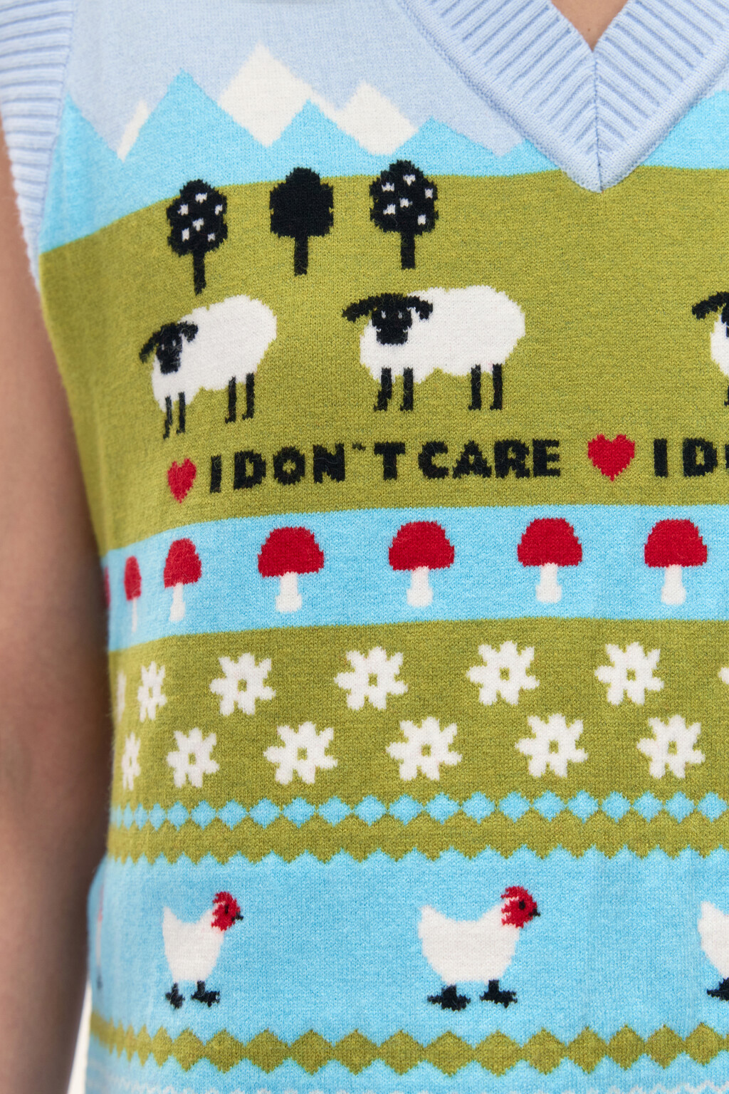 Жилет вязаный с рисунком - цвет голубой - 8