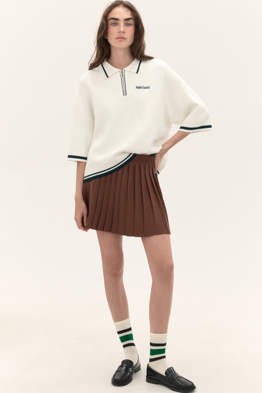 Юбка в складку из вязаного трикотажа - цвет красный - 1