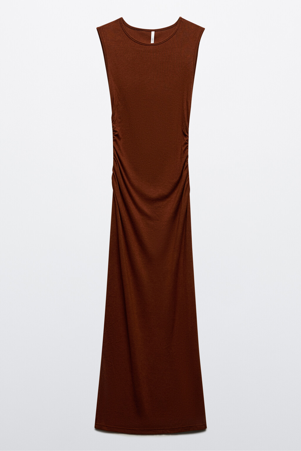 Платье-футляр миди с драпировками - цвет коричневый - 4