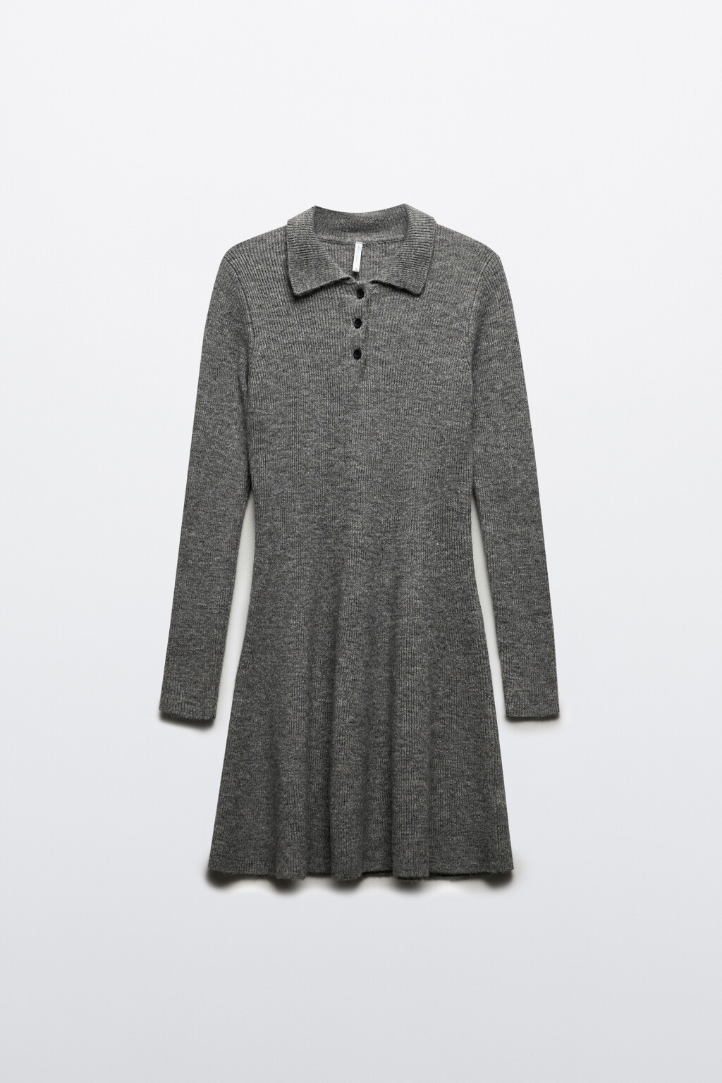 Платье-поло мини вязаное - цвет серый - 6