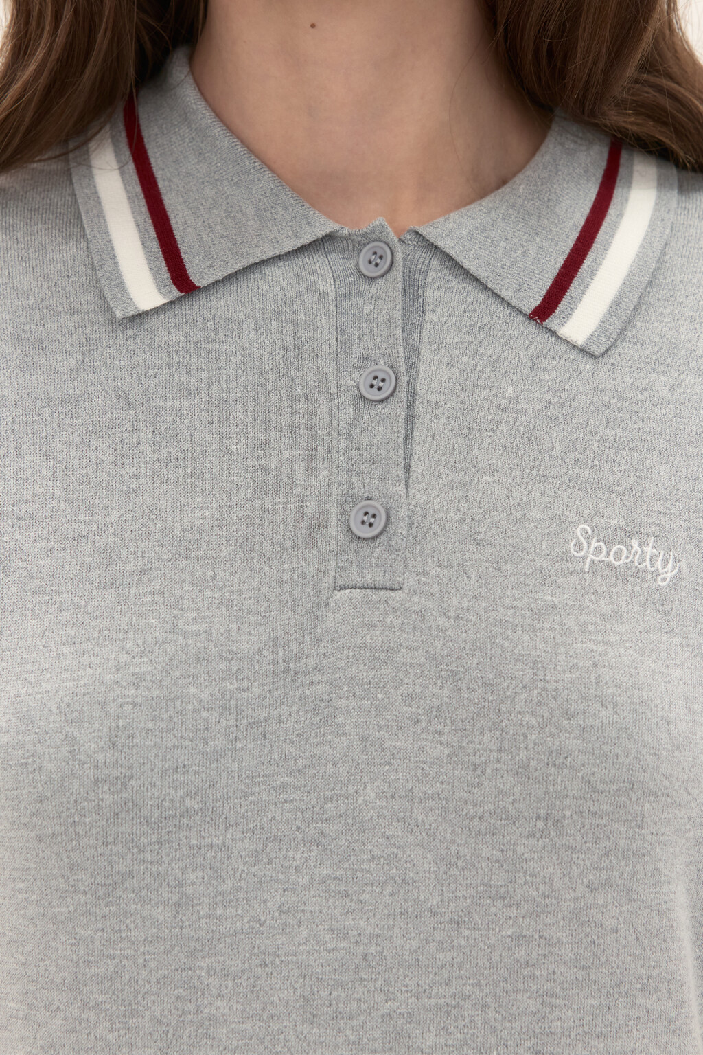 Платье-поло с юбкой в складку - цвет серый - 5