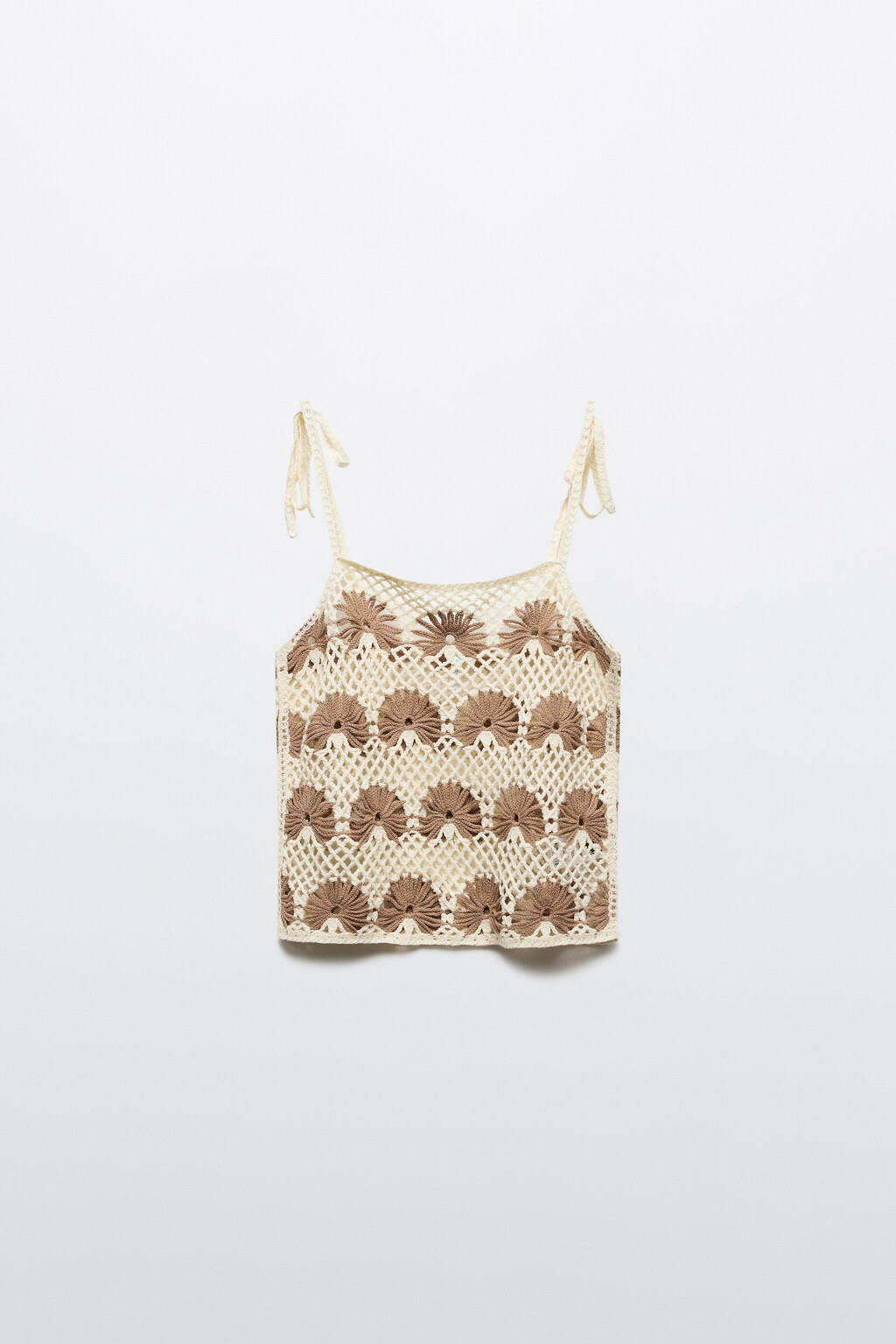 Топ ажурный на бретелях-завязках - цвет белый - 7