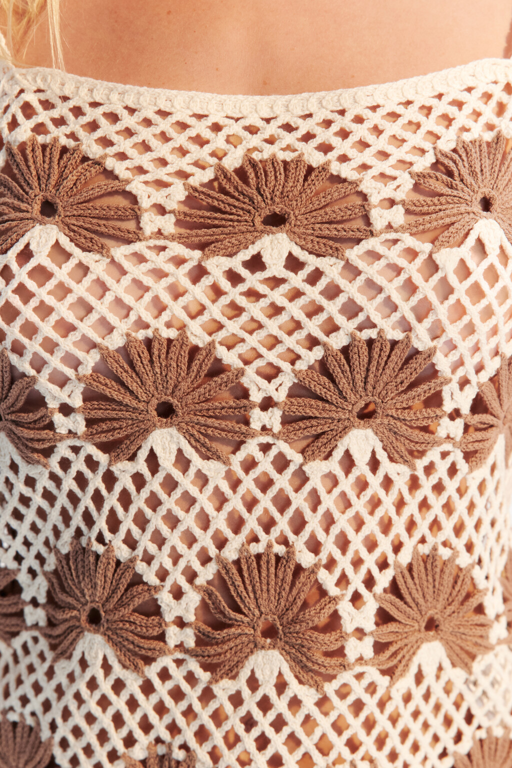 Топ ажурный на бретелях-завязках - цвет белый - 5