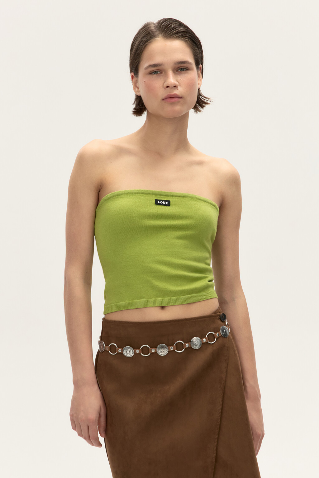 Топ-бандо вязаный с надписью - цвет зеленый - 2