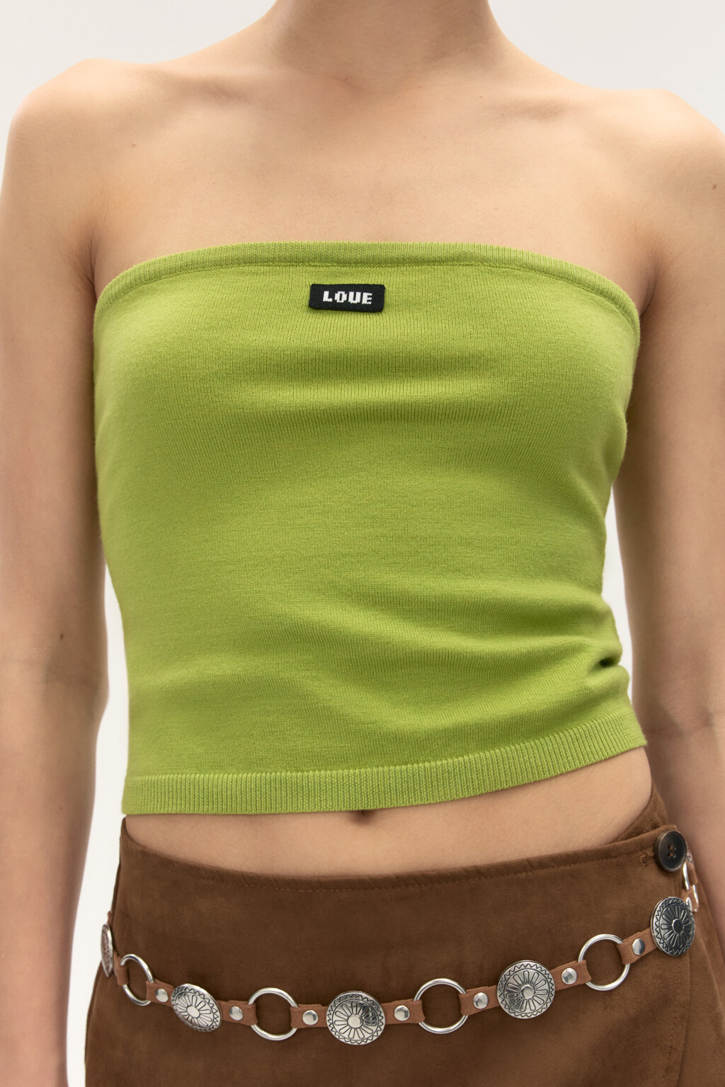 Топ-бандо вязаный с надписью - цвет зеленый - 5