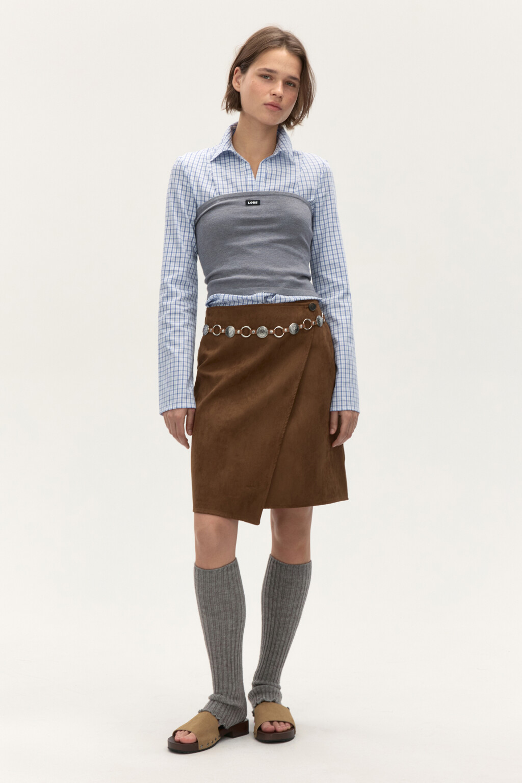 Топ-бандо вязаный с надписью - цвет серый - 5