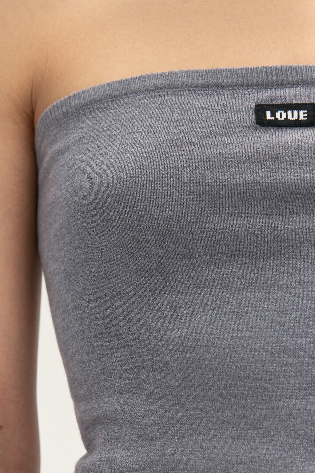 Топ-бандо вязаный с надписью - цвет серый - 7