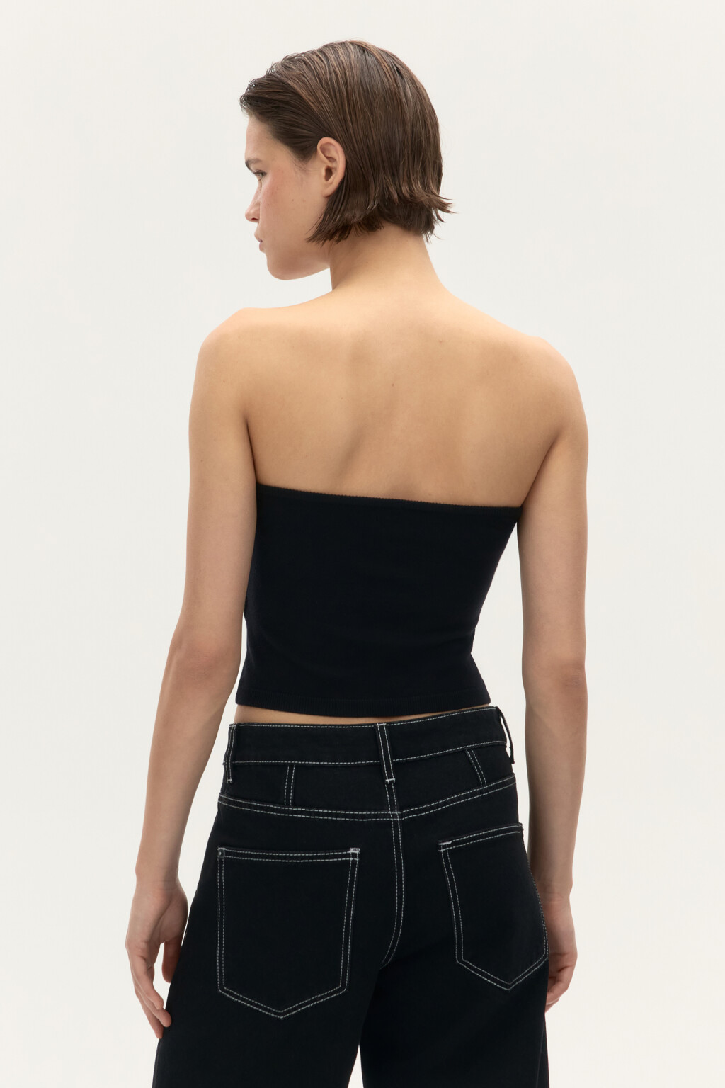 Топ-бандо вязаный с надписью - цвет черный - 3