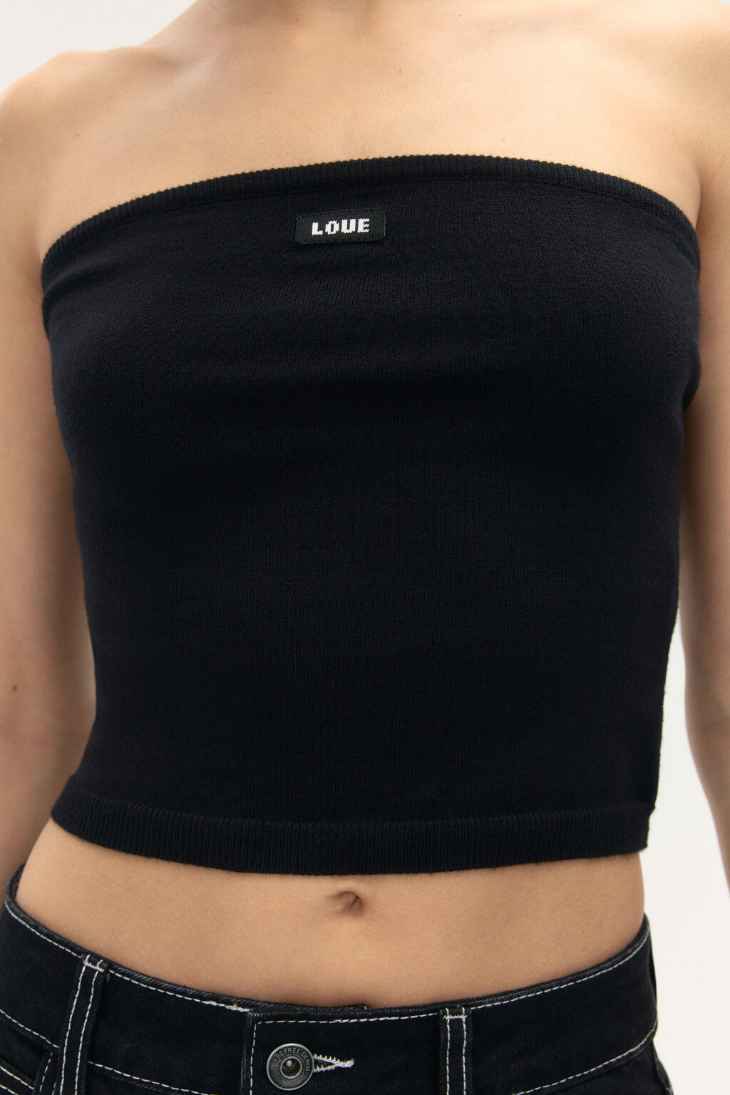 Топ-бандо вязаный с надписью - цвет черный - 5