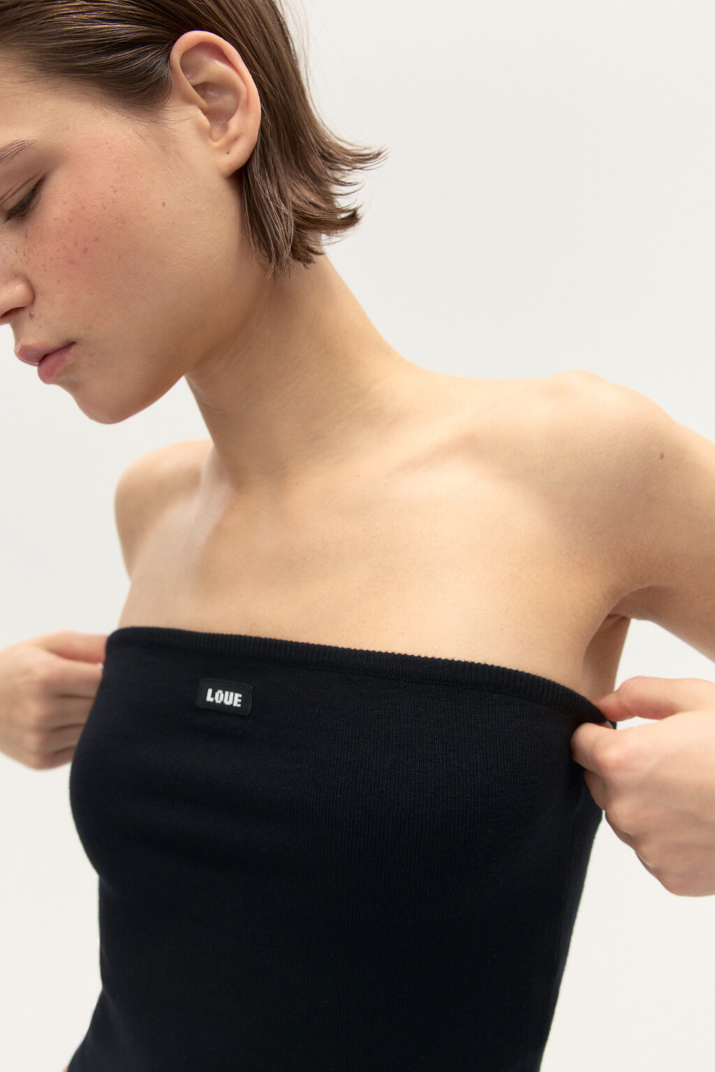 Топ-бандо вязаный с надписью - цвет черный - 7