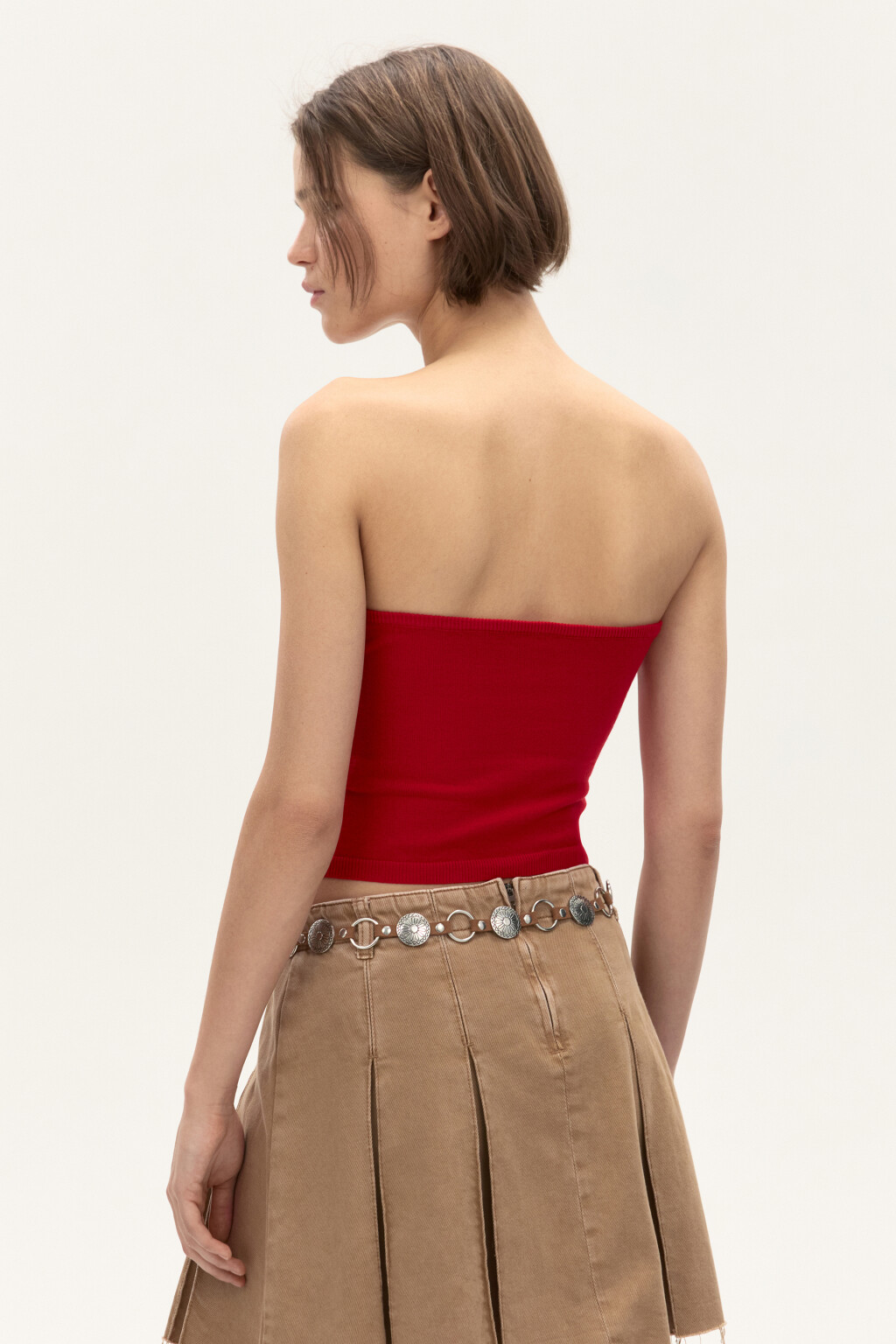 Топ-бандо вязаный с надписью - цвет красный - 3