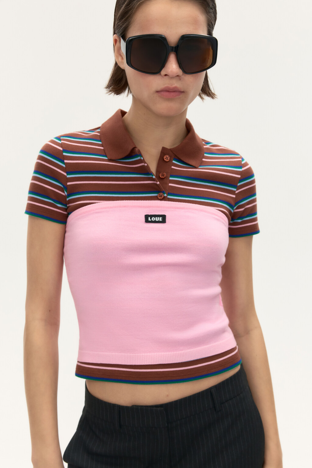 Топ-бандо вязаный с надписью - цвет розовый - 1