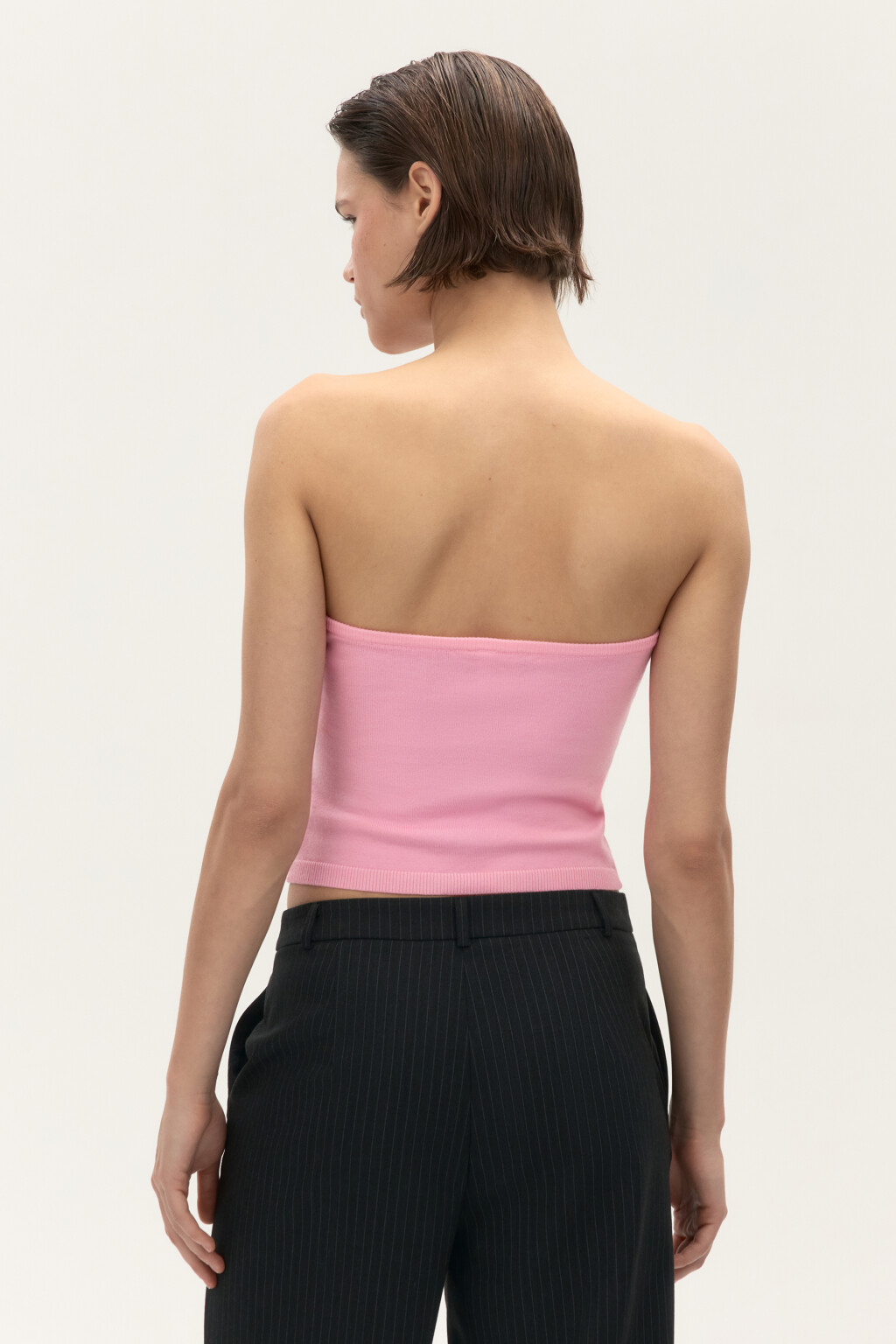 Топ-бандо вязаный с надписью - цвет розовый - 3