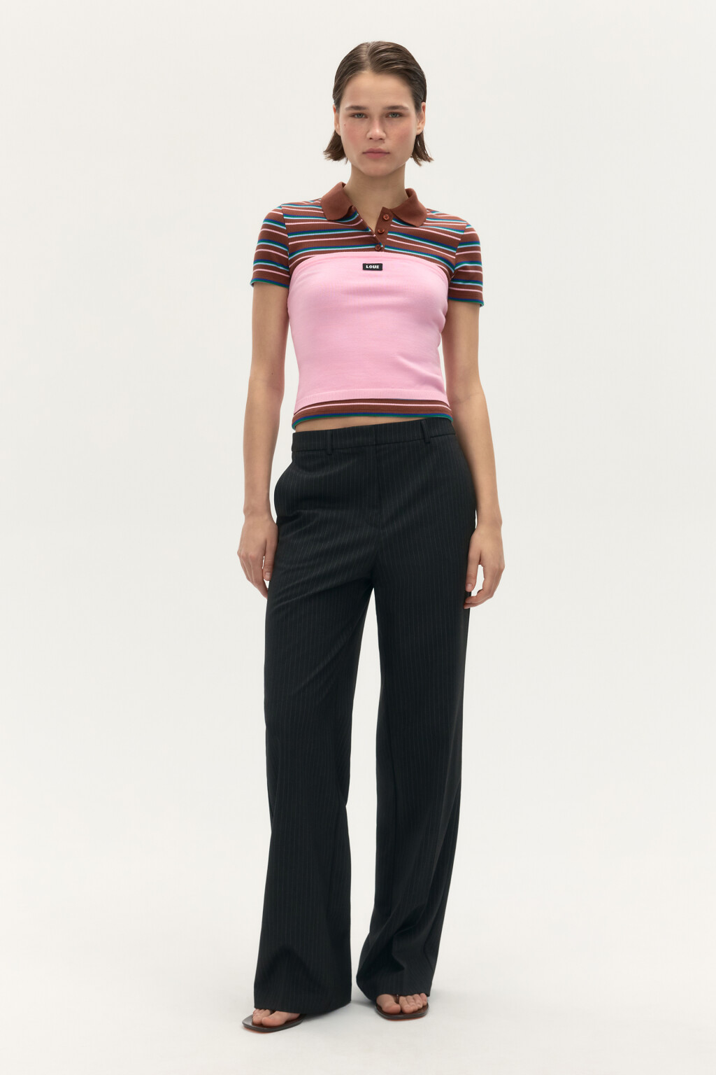 Топ-бандо вязаный с надписью - цвет розовый - 4