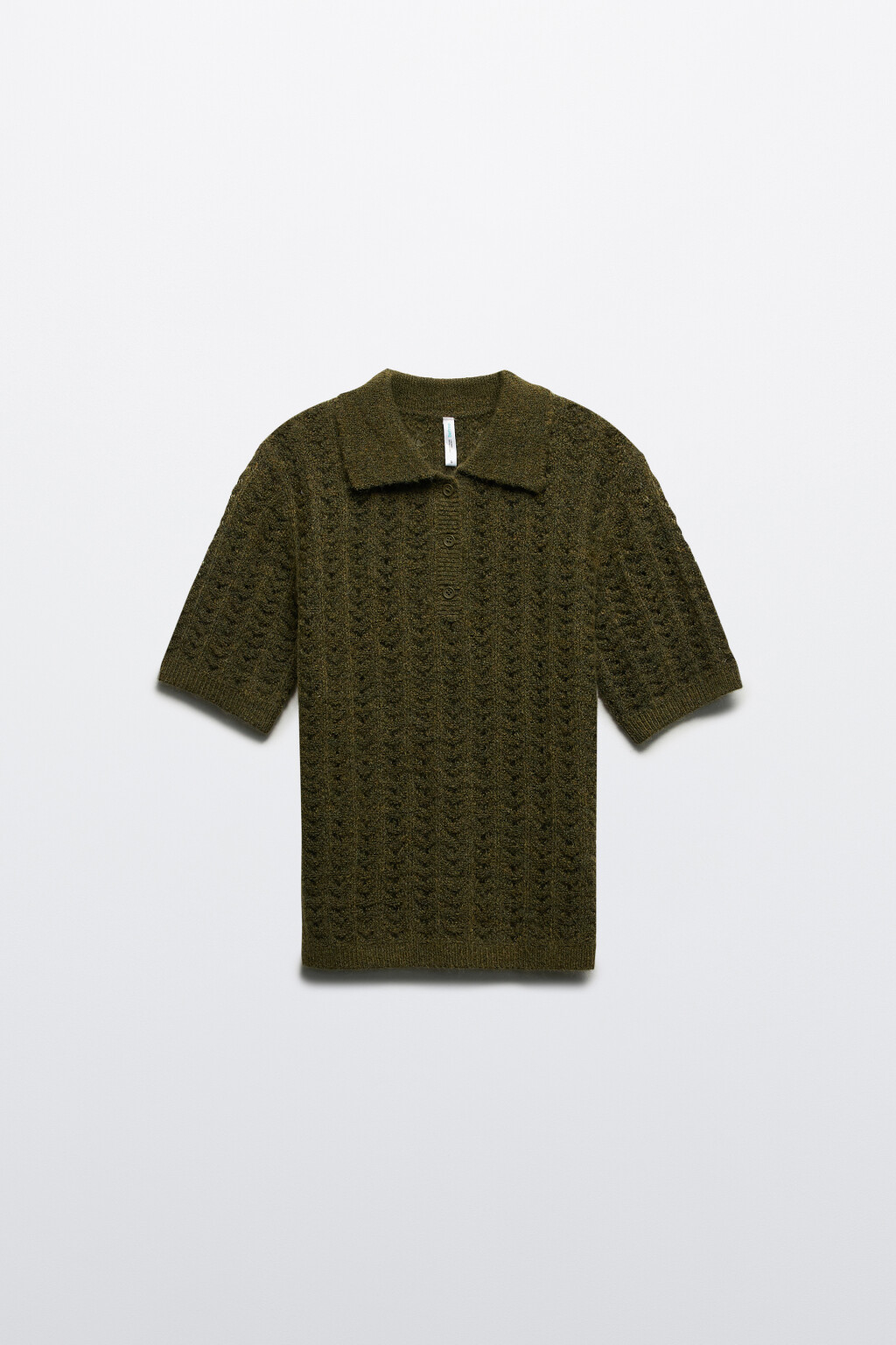 Джемпер-поло вязаный с узором - цвет зеленый - 8
