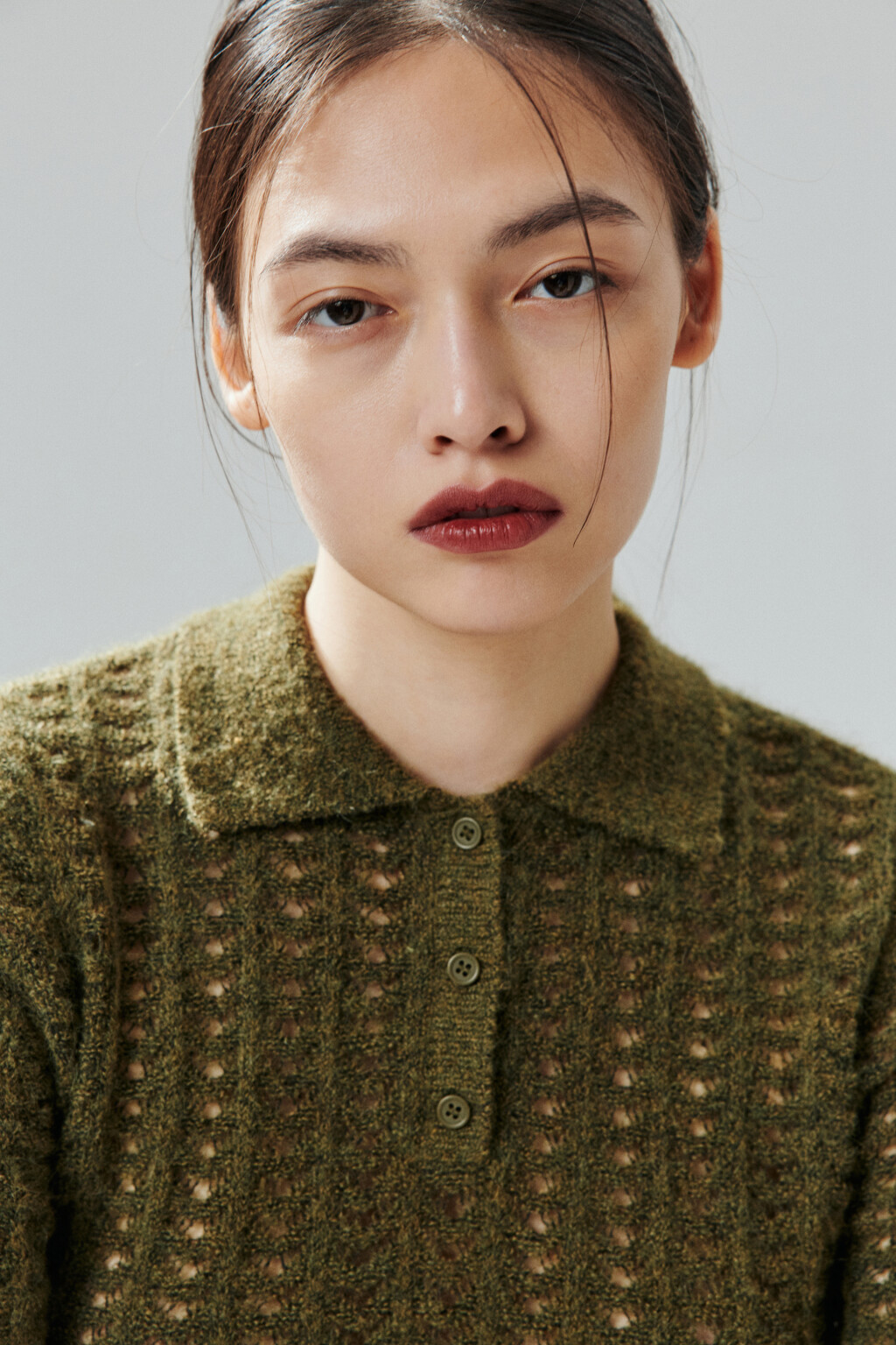 Джемпер-поло вязаный с узором - цвет зеленый - 2