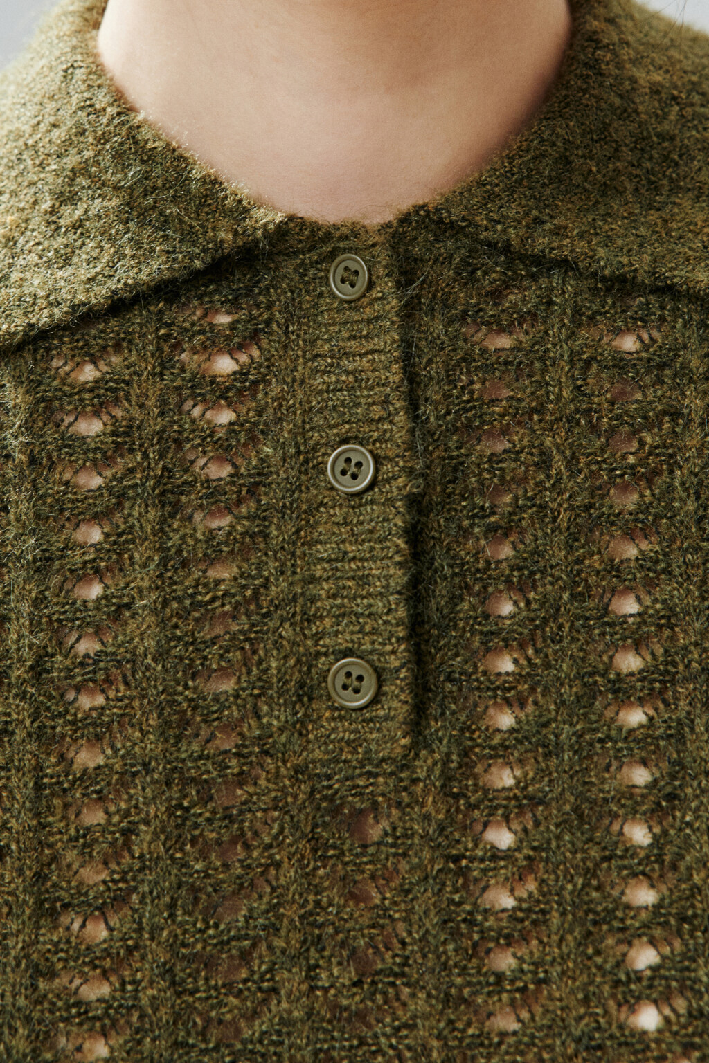 Джемпер-поло вязаный с узором - цвет зеленый - 6