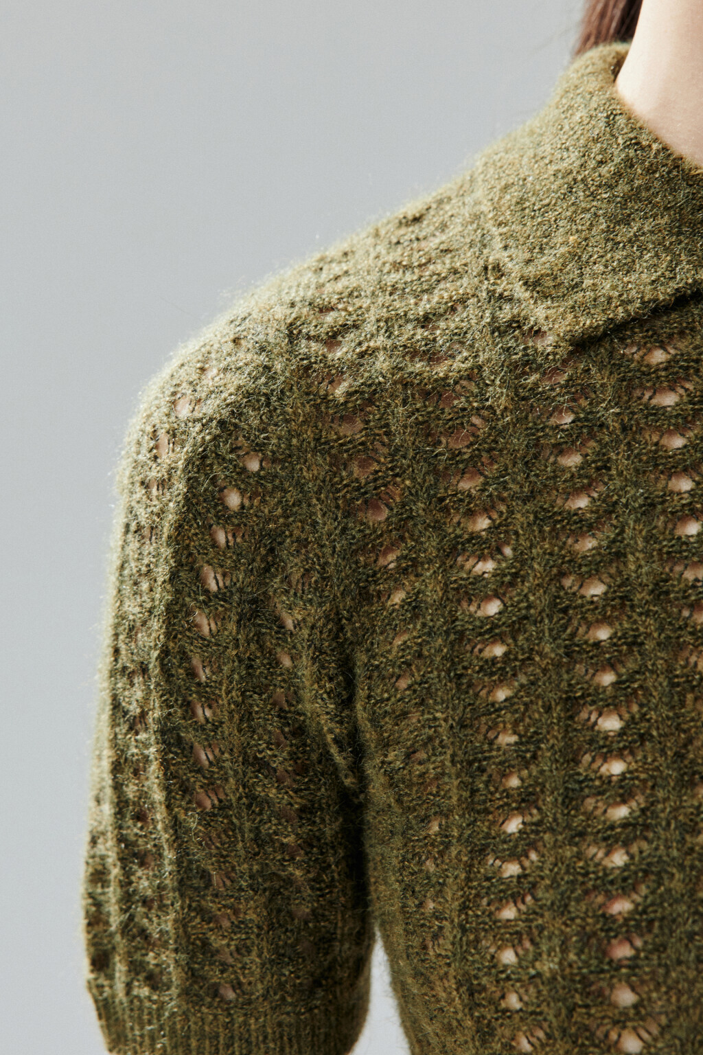 Джемпер-поло вязаный с узором - цвет зеленый - 7