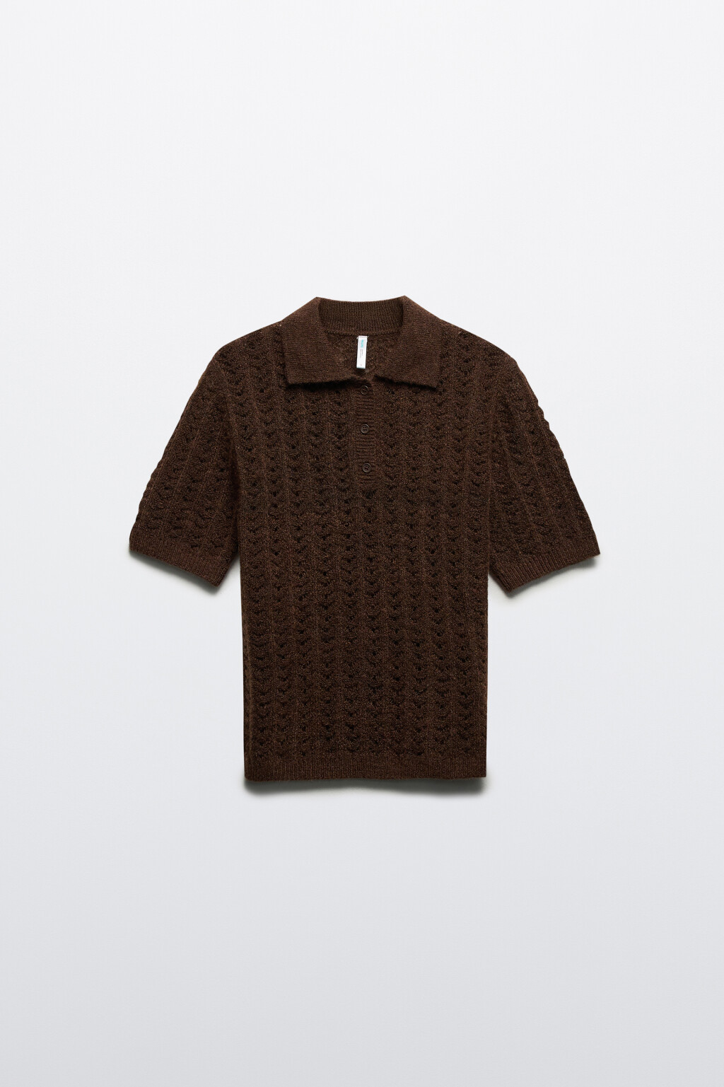 Джемпер-поло вязаный с узором - цвет коричневый - 8