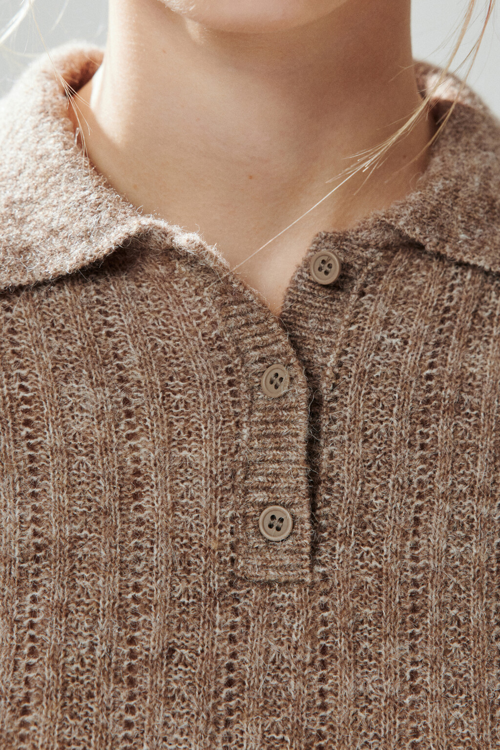 Джемпер-поло вязаный с узором - цвет бежевый - 6