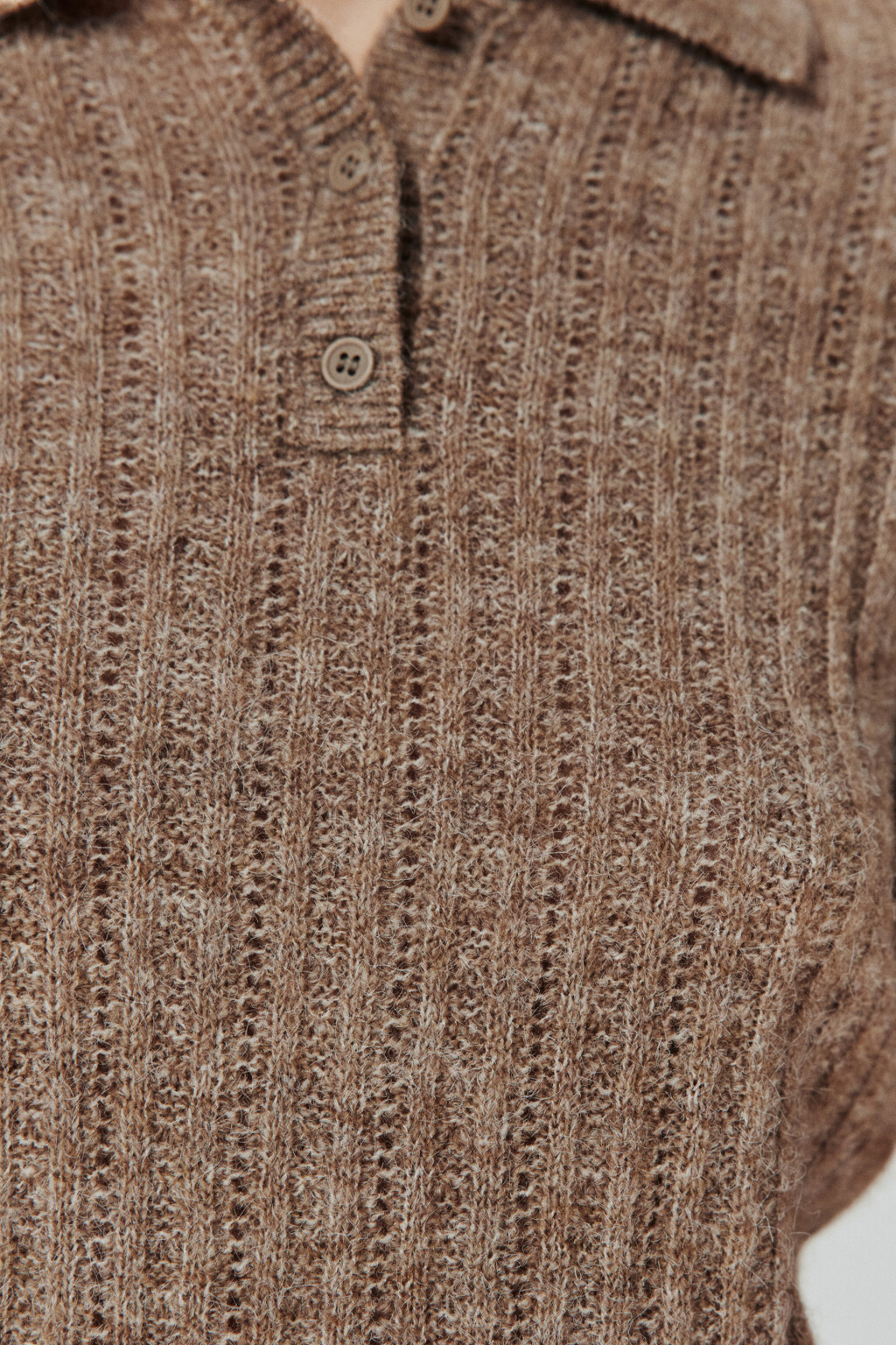 Джемпер-поло вязаный с узором - цвет бежевый - 7