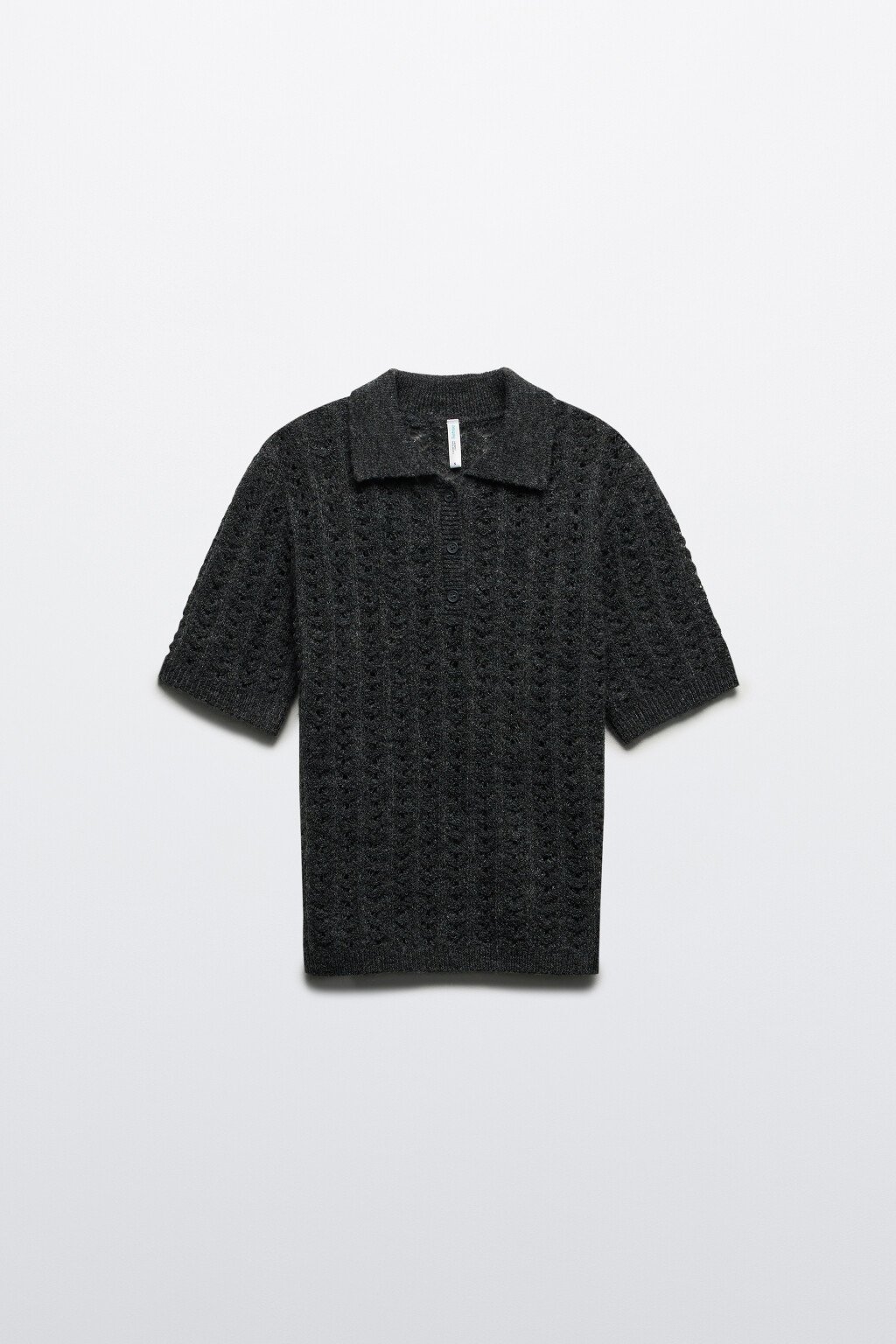 Джемпер-поло вязаный с узором - цвет серый - 7