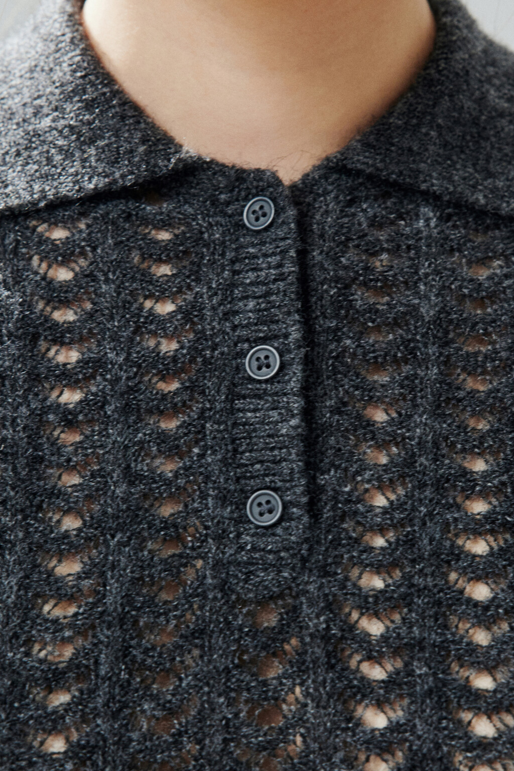 Джемпер-поло вязаный с узором - цвет серый - 5