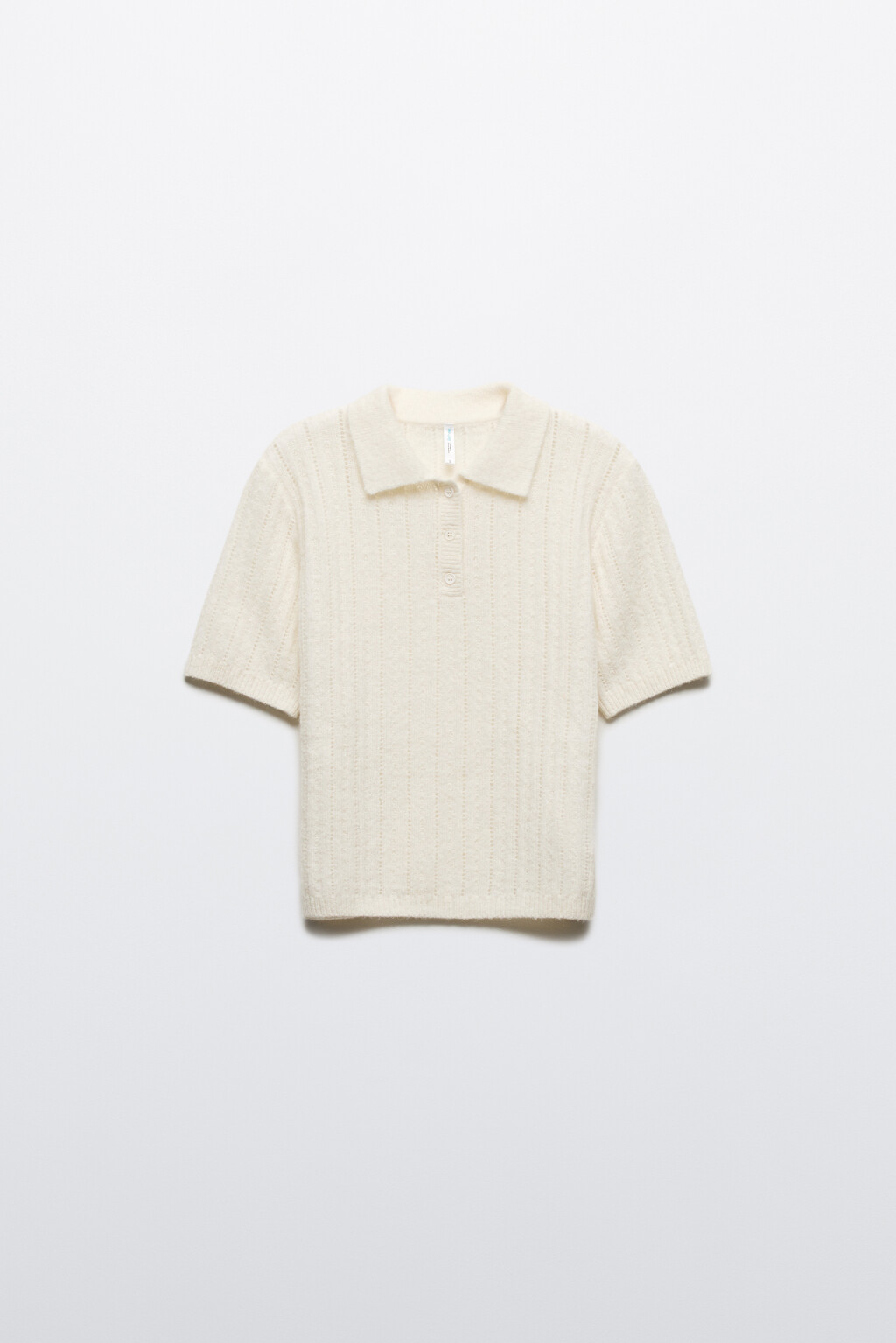 Джемпер-поло вязаный с узором - цвет молочный - 8