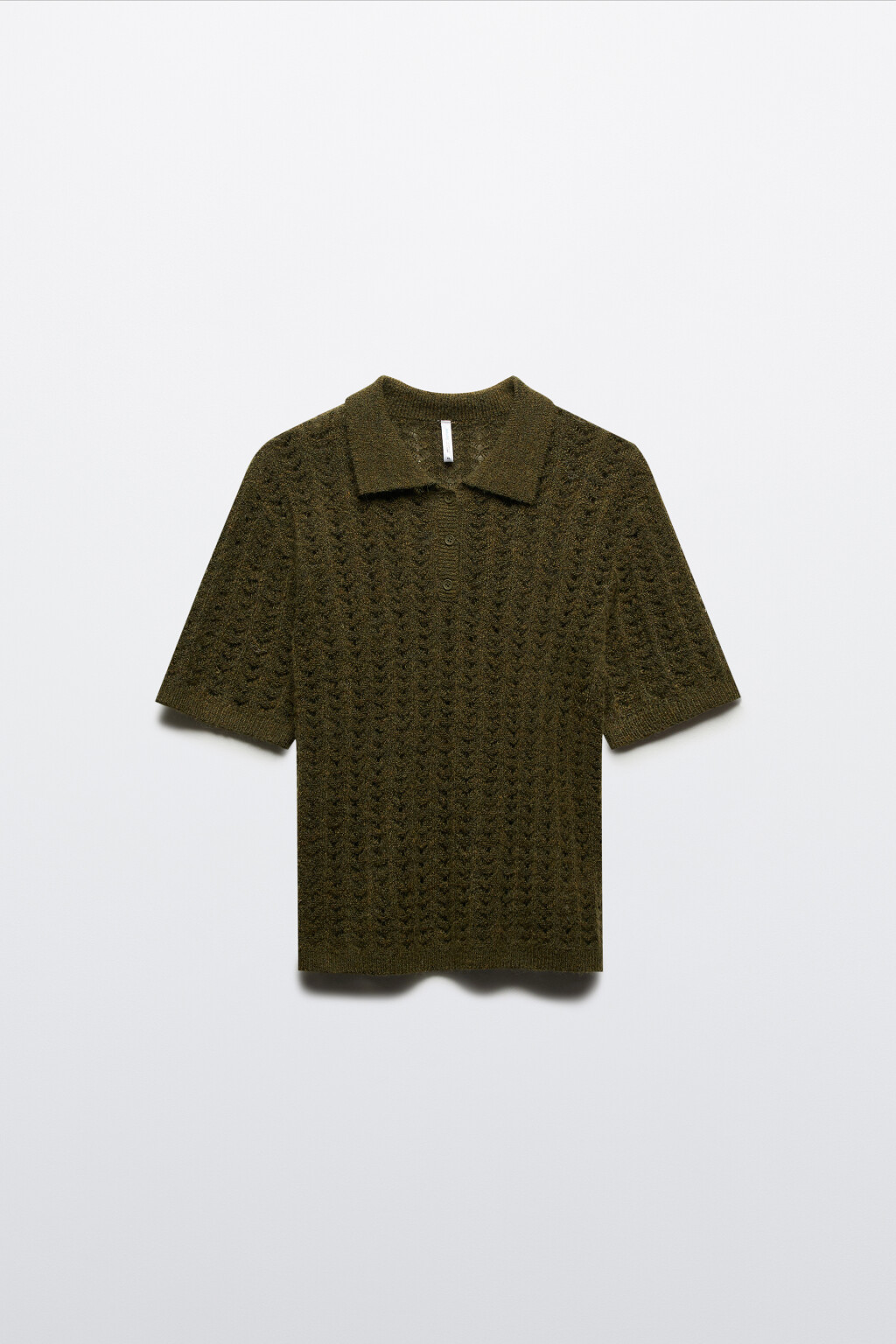 Джемпер-поло вязаный с узором - цвет зеленый - 8