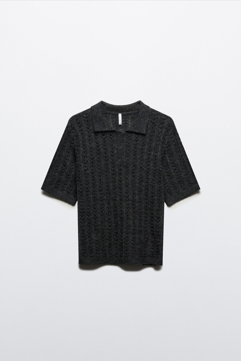 Джемпер-поло вязаный с узором - цвет серый - 7