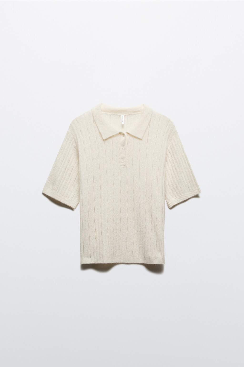 Джемпер-поло вязаный с узором - цвет молочный - 7
