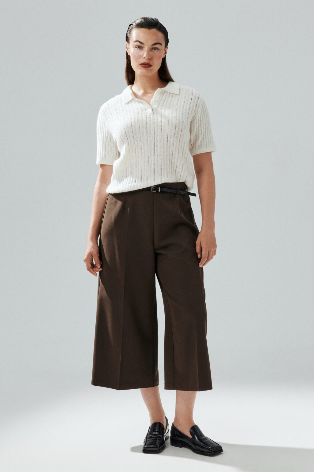 Джемпер-поло вязаный с узором - цвет молочный - 4