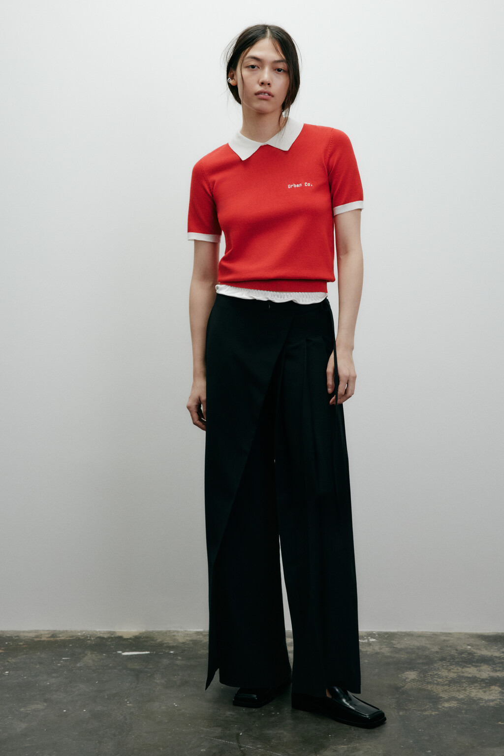 Джемпер-поло тонкой вязки - цвет красный - 5