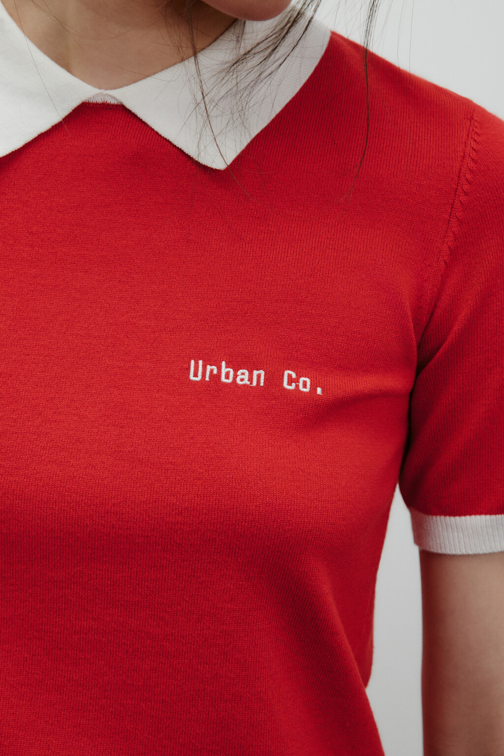 Джемпер-поло тонкой вязки - цвет красный - 7