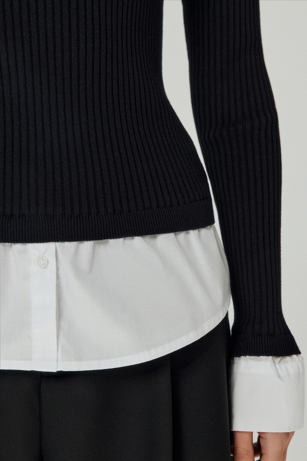 Джемпер off-shoulders с имитацией рубашки - цвет черный - 6