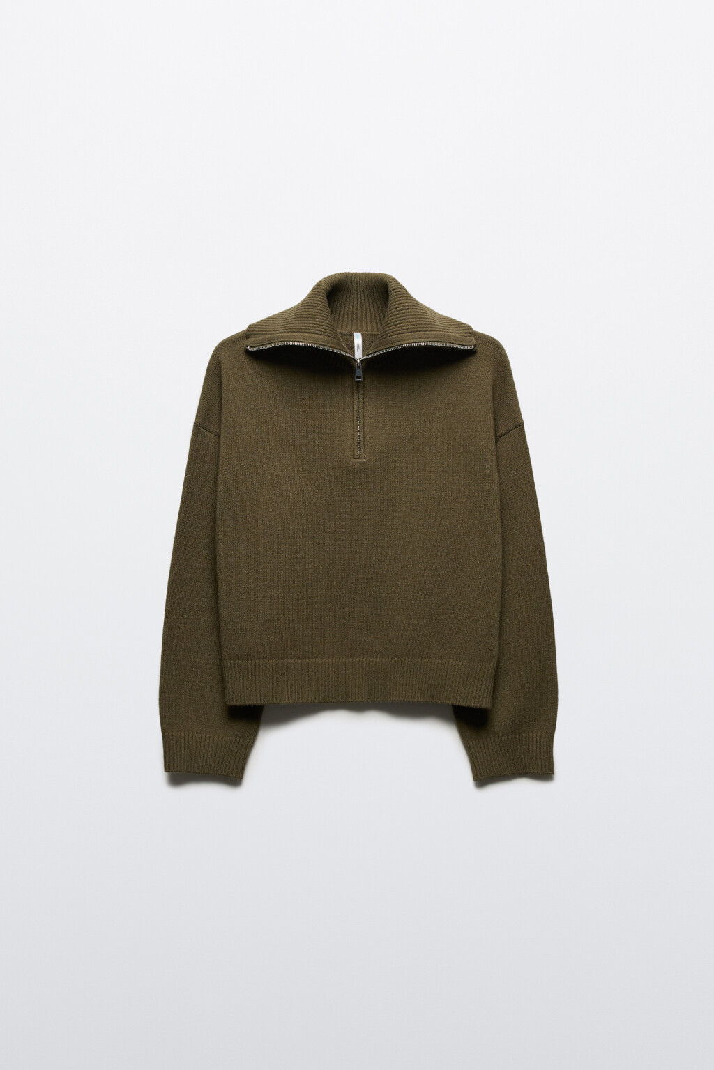 Свитер с воротником на молнии - цвет зеленый - 8
