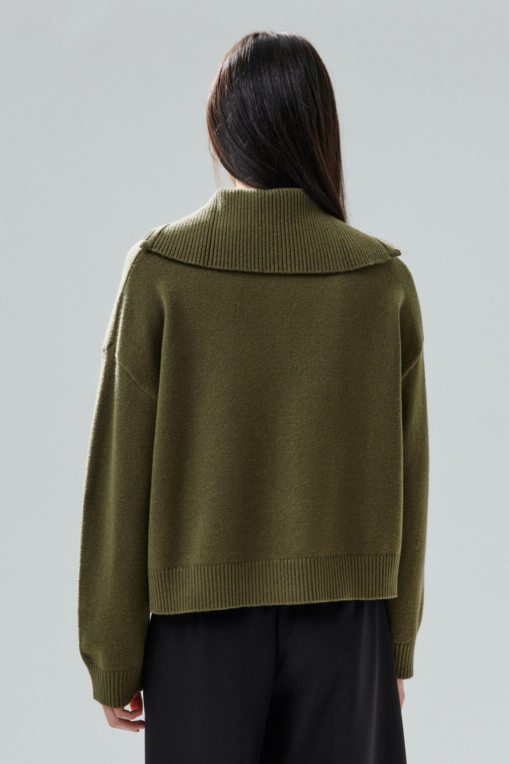 Свитер с воротником на молнии - цвет зеленый - 4
