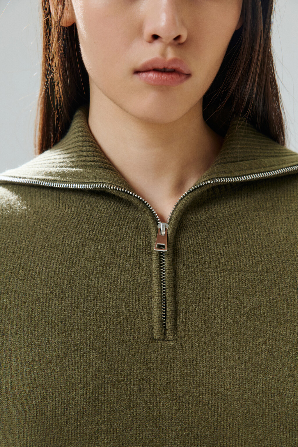Свитер с воротником на молнии - цвет зеленый - 6